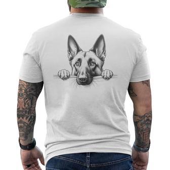 Cute Belgian Malinois Peeking For Dog Owner Men's T-shirt Back Print - Thegiftio