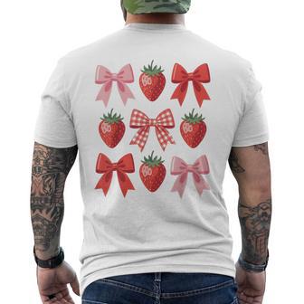 Cute Bow Coquette Strawberry Festival Cottagecore Aesthetic Men's T-shirt Back Print - Thegiftio UK