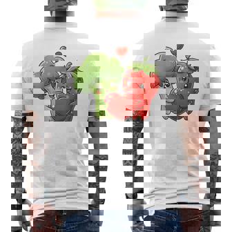 Cute Broccoli And Strawberry Vegan Valentine Couple Men's Back Print T-Shirt | Mazezy