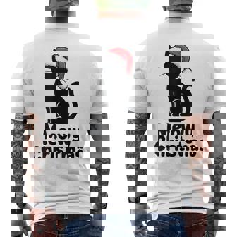 Cute Cat Santa Hat Pun Meowy Christmas Men's T-shirt Back Print | Mazezy