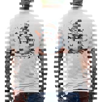 Cute Christmas Hot Chocolate Snowman Men's T-shirt Back Print - Monsterry