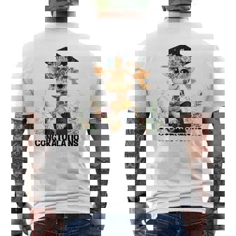 Cute Graduation Giraffe Holding Diploma T Shirt Men's Back Print T-Shirt | Mazezy