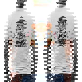 Cute Graduation Mouse Holding Diploma T Shirt Men's Back Print T-Shirt | Mazezy