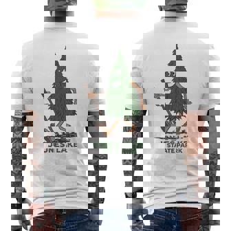 Cute Hiking Tree Jones Lake State Park North Carolina Men's Back Print T-Shirt | Mazezy