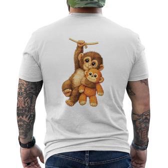 Cute Monkey Punch Stuffed Buddy Plush Hugging Monkey Punch Men's T-shirt Back Print - Thegiftio UK