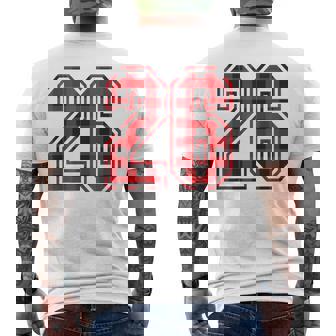 Cute Number 26 Christmas Red Plaid Pattern 26 Unform Jersey Men's T-shirt Back Print - Monsterry