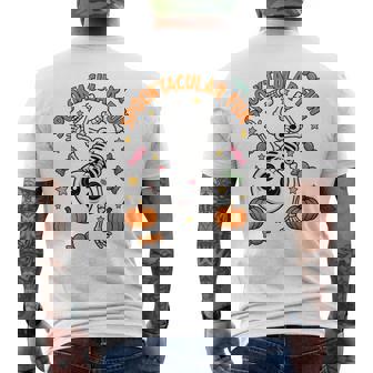 Cute Skeleton Handstand Halloween Gymnastics Kids Men's Back Print T-Shirt | Mazezy