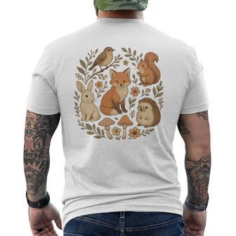 Cute Woodland Animals Vintage Cottagecore Aesthetic Men's T-shirt Back Print | Seseable UK