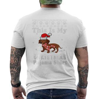 Dachshund Dog Xmas Sweater This Is My Christmas Pajama Tri-Blend Men's T-shirt Back Print - Thegiftio UK