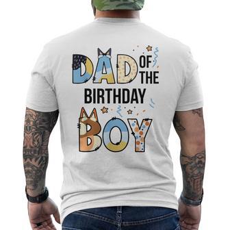 Dad Of The Birthday Boy Party Blue Dog Lover Matching Men's T-shirt Back Print - Thegiftio UK