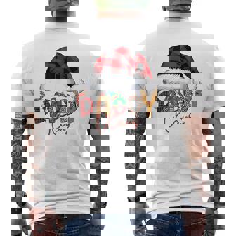 Daddy Claus Buffalo Plaid Red Santa Hat Christmas Pajamas Men's Back Print T-Shirt | Mazezy