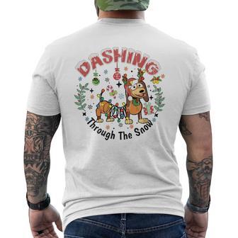 Dashing Through The Snow Dog Christmas Christmas Men's T-shirt Back Print - Thegiftio UK