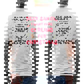 Dear Santa I Want More Curling For Christmas Curler Tank Top Men's Back Print T-Shirt | Mazezy