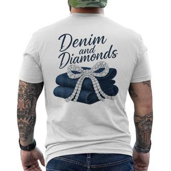 Denim And Diamonds Bow Glam Cowgirl Western For Ladies Men's T-shirt Back Print - Seseable
