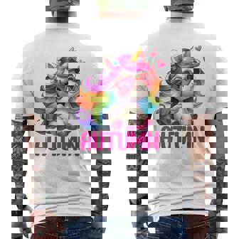 Personnalisé Avec Nom De Licorne D'automne T-shirt imprimé au dos - Cadeauxyz