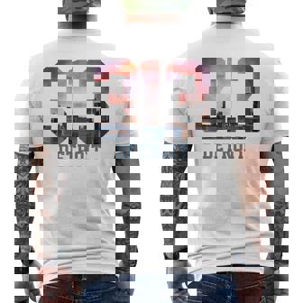 Detroit Michigan 313 Area Code Pride Skyline Men's T-shirt Back Print - Monsterry