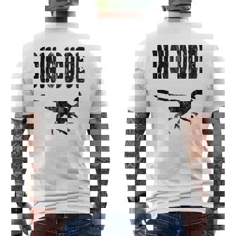 Dino Dude Velociraptor Raptor Cute Men's Back Print T-Shirt | Mazezy