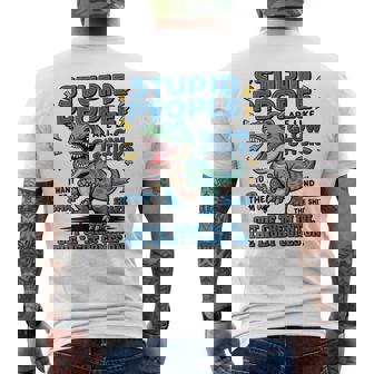 Dinosaur Stupid People Are Like Glow Sticks Sarcastic T-Rex Men's Back Print T-Shirt | Mazezy