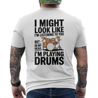 Drums Lover Drummer Drum Set Graphic Boys Drumming Men's T-shirt Back Print - Thegiftio UK