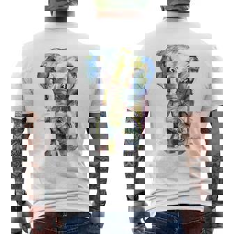 Elephant Lover Animal Colorful Painting Men's Back Print T-Shirt | Mazezy