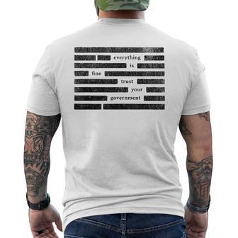 Everything Is Fine Trust Your Government Redacted Document Men's T-shirt Back Print - Thegiftio UK