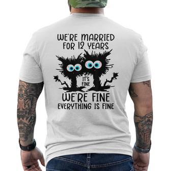 Fine Linen Wedding We're Married For 12 Years Men's T-shirt Back Print - Thegiftio UK