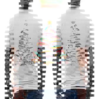 Fishing Christmas Tree Lights Lures Holiday Fisherman Humor Men's Back Print T-Shirt | Mazezy