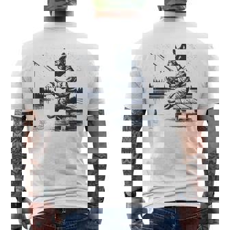 French Bulldog Frenchie Fishing Fish Dog Mom Pet Dad Men's Back Print T-Shirt | Mazezy