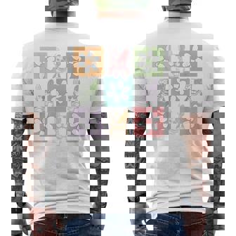 French Bulldog Pop Art Flower Grid Daisy Boho Frenchie Mom Men's Back Print T-Shirt | Mazezy