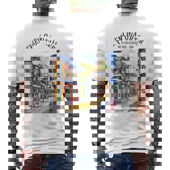 French Quarter New Orleans Louisiana Vintage Watercolor Men's Back Print T-Shirt | Mazezy