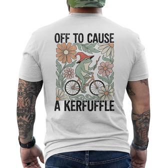 Frog Wizard Riding Bike Off To Cause A Kerfuffle Men's T-shirt Back Print - Thegiftio