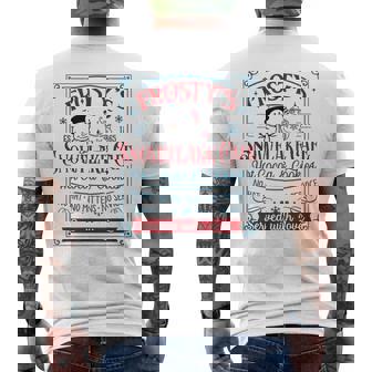 Frosty's Snowflake Cafe With Hot Cocoa And Cookies Christmas Men's T-shirt Back Print - Monsterry