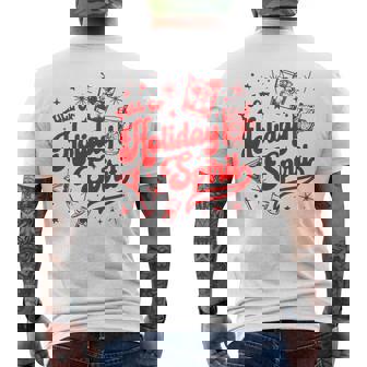 Full Of Holiday Spirit Christmas Drinking Retro Cocktails Men's Back Print T-Shirt | Mazezy