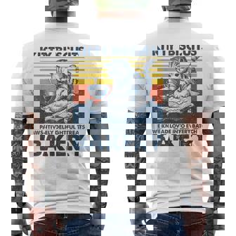 Baker Kitty Biscuits Bakery Cat Baking Kneading Men's T-shirt Back Print - Monsterry