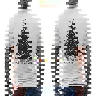 Black Cat Christmas Tree Cats Lover Meow Xmas Holiday Men's T-shirt Back Print | Seseable CA