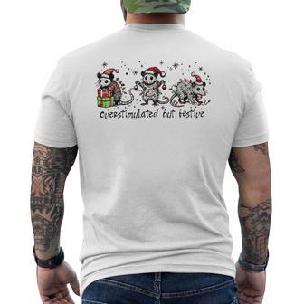 Possum Christmas Holiday Overstimulated But Festive Men's T-shirt Back Print - Monsterry