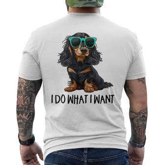Do What I Want Black Long Haired Dachshund Lover Men's T-shirt Back Print - Thegiftio UK