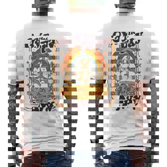 Gay The Pray Away Cute Queer Rabbits Rainbow Retro Men's Back Print T-Shirt | Mazezy