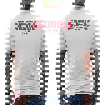 Georgia Ga Vintage Athletic Red Text Sports Men's T-shirt Back Print | Mazezy