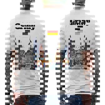 Germany Trip Souvenir Christmas Market Lover German Flag Men's Back Print T-Shirt | Mazezy