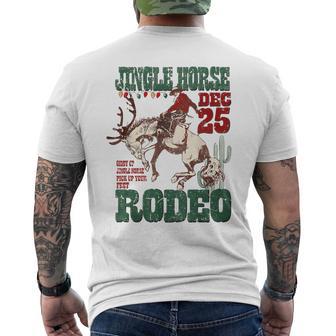 Giddy Up Jingle Horse Santa Cowboy Western Christmas Rodeo Men's Back Print T-Shirt | Mazezy