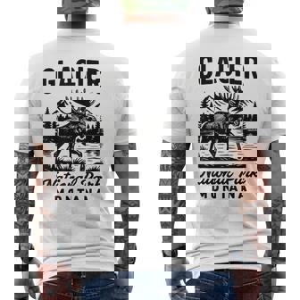 Glacier National Park Montana Vintage Style Moose Graphic Men's Back Print T-Shirt | Mazezy