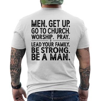 Get Up Go To Church Worship Pray Lead Your Family Be Men's T-shirt Back Print | Seseable FR