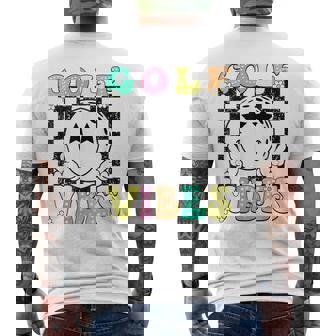 Golf Vibes Golf Retro Groovy Smile Face Checkered Men's Back Print T-Shirt | Mazezy