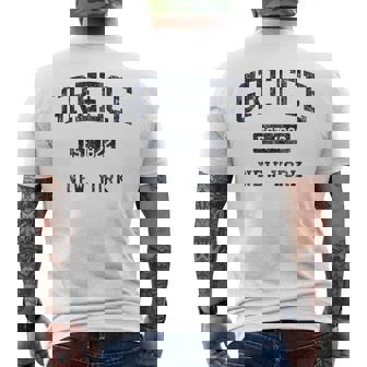 Greece NY JN4 Vintage Athletic Blue Men's Back Print T-Shirt | Mazezy