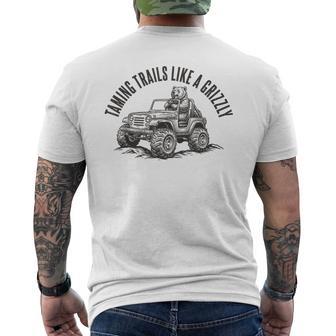 Grizzly Bear Driving 4x4 Tee Off-Road Trail Adventure Nature Men's Back Print T-Shirt | Mazezy