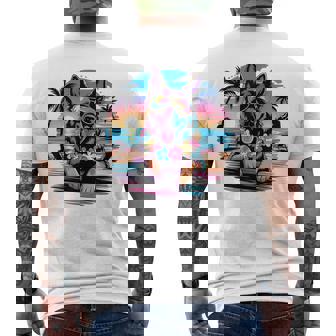 Hawaiian German Shepherd Dog Colorful Tropical Beach Summer Men's T-shirt Back Print | Seseable FR