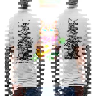 Hawaiian Maine Coon Cat & Pineapple Ukulele Summer Vacation Men's T-shirt Back Print | Seseable FR