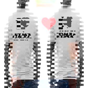 I Heart 喜多方 Japan Love 日本のお土産品 メンズTシャツ バックプリント - Kawaiitshirt