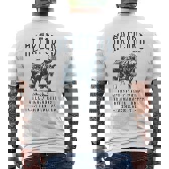 Hereford Cattle Vintage Livestock Men's T-shirt Back Print - Monsterry